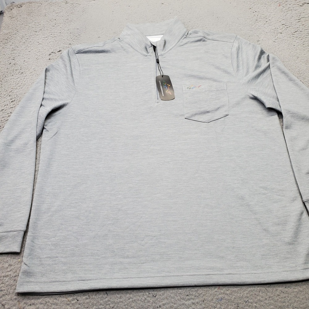 Greg Norman Golf 1/4 Zip Pullover Mens XL Gray Performance Stretch Chest Pocket